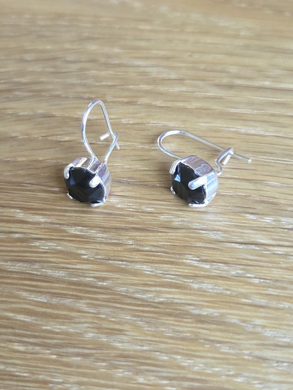 Black Crystal Drop Earrings | Handmade - Picture 4 of 9